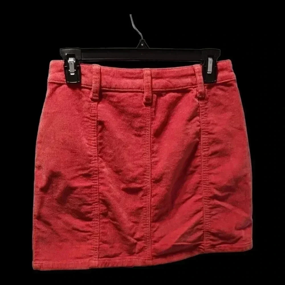 SO corduroy Mid Rise Women Mini Skirt Salmon Rose 5/W27 - Picture 2 of 8